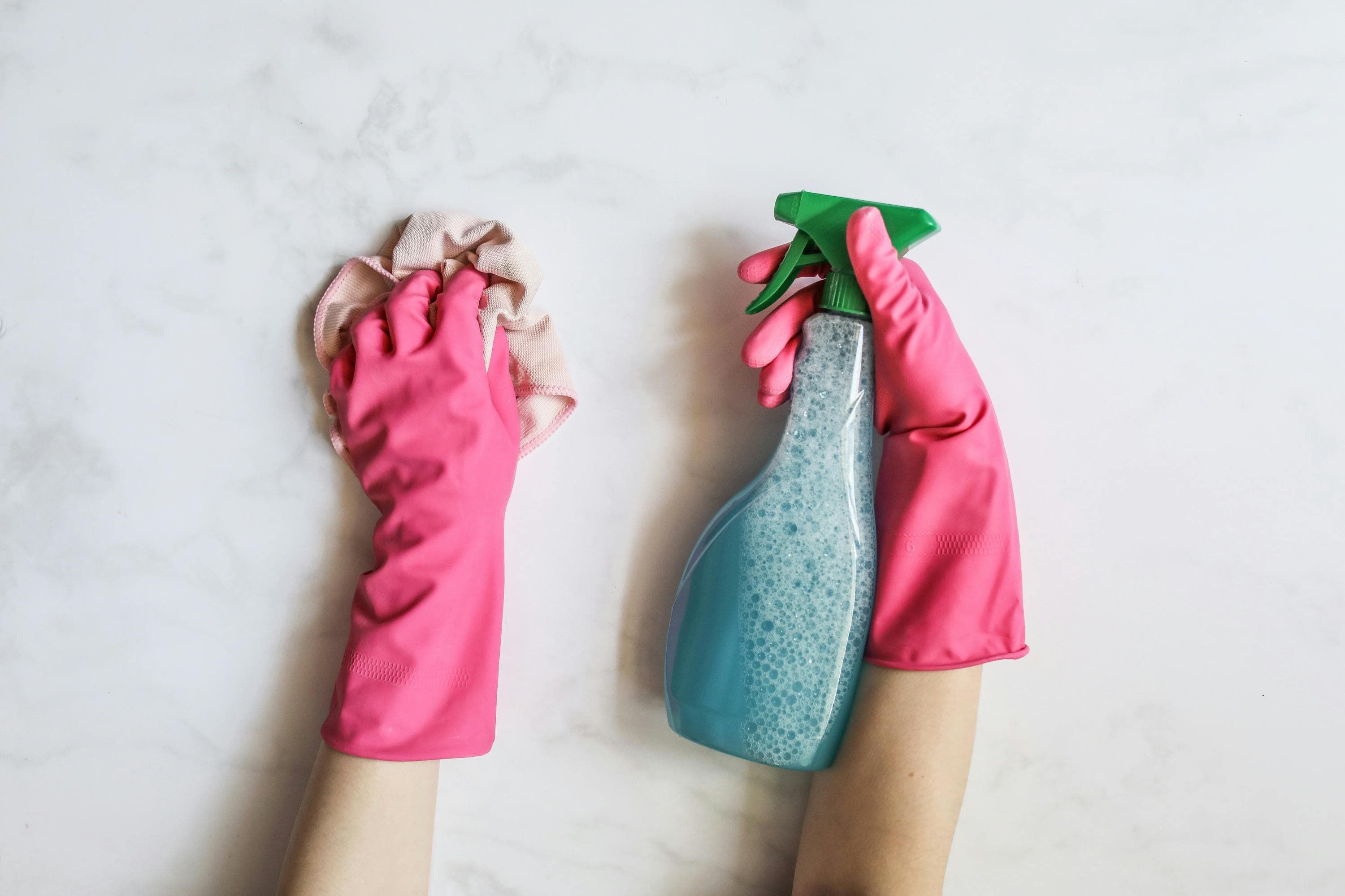 Eco-friendly cleaning products in use